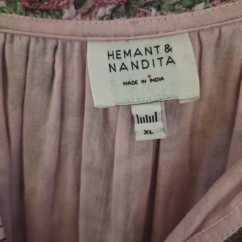 Hemant & Nandita Sidra pink floral Midi Dress in Cotton XL - Picture 10 of 11
